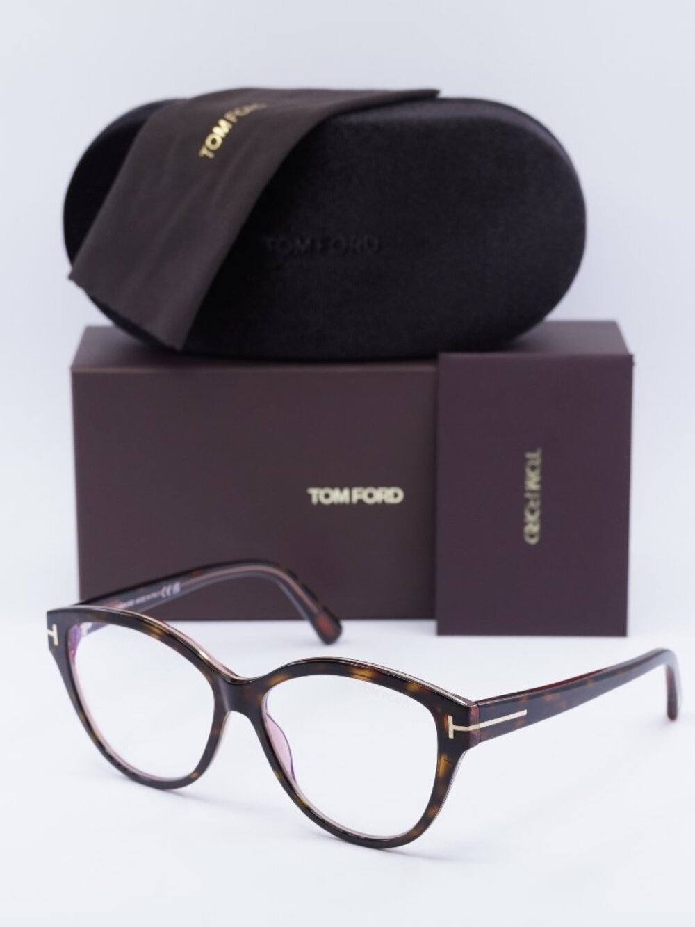 Tom Ford FT5954-B 056 Square Eyeglasses 54mm - Havana